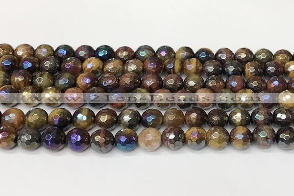 CTE2286 15 inches 8mm faceted round AB-color colorful tiger eye beads