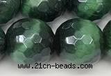 CTE2290 15 inches 12mm faceted round AB-color green tiger eye beads