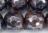 CTE2351 15 inches 10mm faceted round AB-color red tiger eye beads