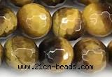 CTE2354 15 inches 8mm faceted round yellow tiger eye beads