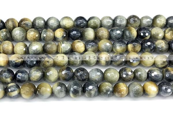 CTE2377 15 inches 8mm faceted round AB-color golden & blue tiger eye beads