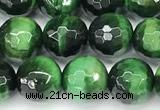 CTE2409 15 inches 8mm faceted round green tiger eye beads