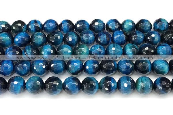 CTE2431 15 inches 10mm facted round blue tiger eye beads