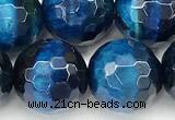 CTE2432 15 inches 12mm facted round blue tiger eye beads