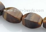 CTE26 8*15mm twisted oval yellow tiger eye beads Wholesale