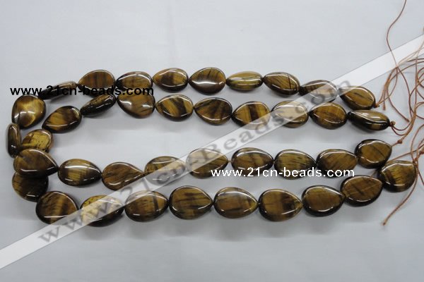 CTE307 15.5 inches 15*20mm flat teardrop yellow tiger eye gemstone beads