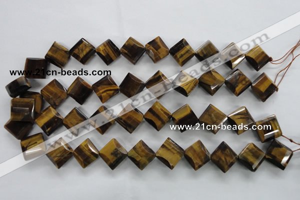 CTE316 15.5 inches 15*15mm faceted diamond yellow tiger eye beads