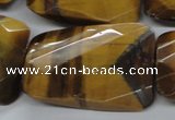 CTE320 25*35mm twisted & faceted rectangle yellow tiger eye beads