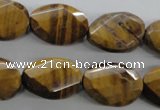 CTE321 15.5 inches 15*20mm twisted & faceted oval yellow tiger eye beads