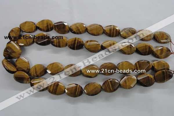 CTE321 15.5 inches 15*20mm twisted & faceted oval yellow tiger eye beads