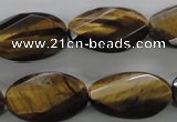 CTE322 15.5 inches 15*25mm twisted & faceted oval yellow tiger eye beads