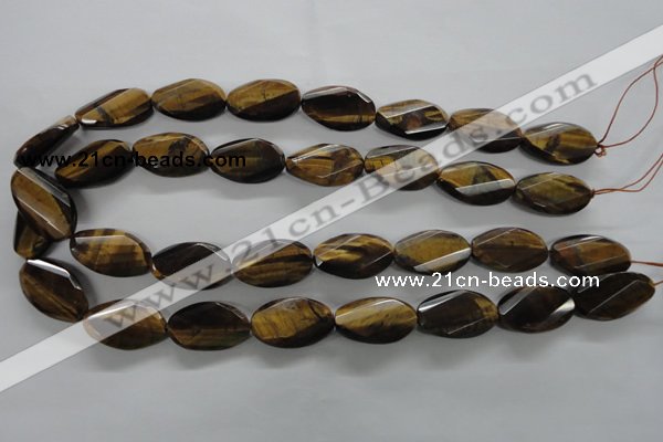 CTE322 15.5 inches 15*25mm twisted & faceted oval yellow tiger eye beads