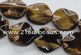 CTE323 15.5 inches 20mm wavy coin yellow tiger eye gemstone beads