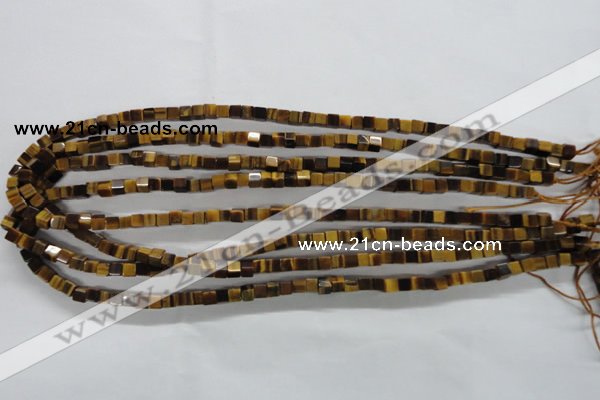 CTE326 15.5 inches 4*4mm cube yellow tiger eye gemstone beads