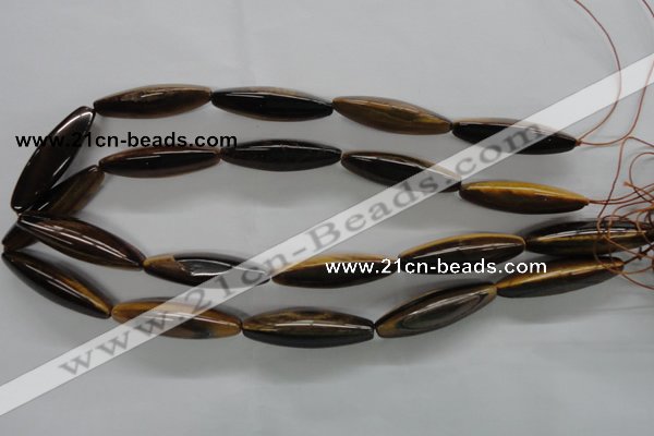 CTE332 15.5 inches 11*40mm trihedron yellow tiger eye gemstone beads