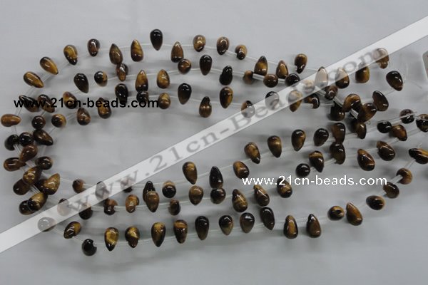 CTE337 Top-drilled 6*10mm teardrop yellow tiger eye gemstone beads