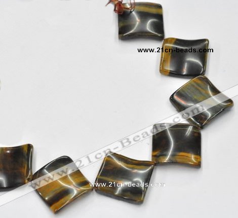 CTE38 15.5 inches 30*30mm twisted square blue tiger eye beads wholesale