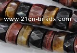 CTE408 15.5 inches 7*12mm faceted tyre red & yellow tiger eye beads
