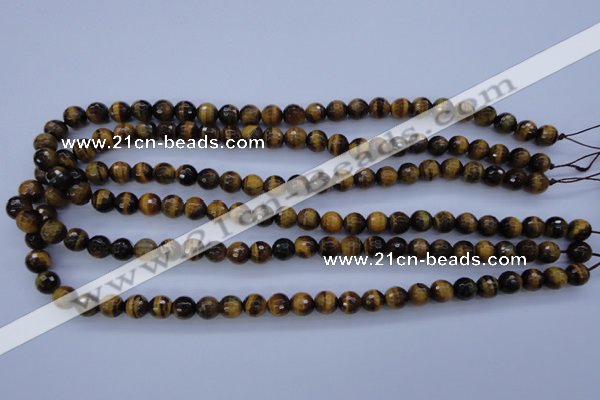 CTE422 15.5 inches 8mm faceted round yellow tiger eye beads