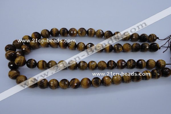 CTE424 15.5 inches 12mm faceted round yellow tiger eye beads