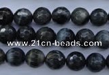 CTE443 15.5 inches 10mm faceted round blue tiger eye beads