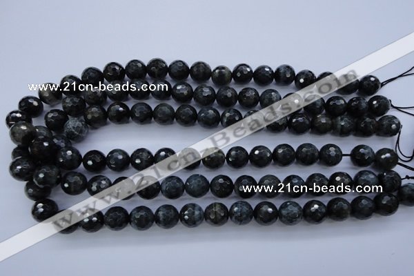 CTE444 15.5 inches 12mm faceted round blue tiger eye beads