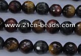 CTE454 15.5 inches 10mm faceted round mixed tiger eye beads