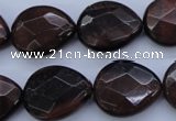 CTE465 15.5 inches 17*20mm faceted flat teardrop red tiger eye beads