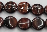 CTE53 15.5 inches 15mm flat round red tiger eye gemstone beads