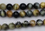 CTE552 15.5 inches 8mm round golden & blue tiger eye beads