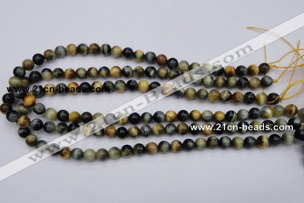 CTE552 15.5 inches 8mm round golden & blue tiger eye beads