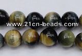 CTE553 15.5 inches 10mm round golden & blue tiger eye beads