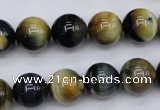 CTE554 15.5 inches 12mm round golden & blue tiger eye beads