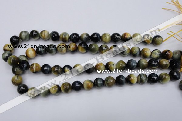 CTE554 15.5 inches 12mm round golden & blue tiger eye beads