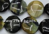 CTE564 15.5 inches 18mm flat round golden & blue tiger eye beads