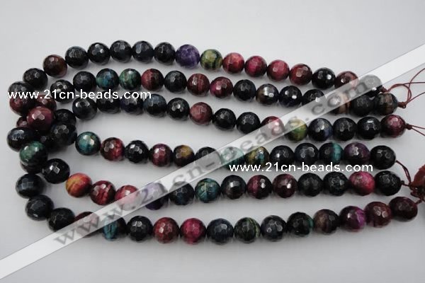 CTE581 15.5 inches 6mm faceted round colorful tiger eye beads