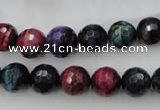 CTE582 15.5 inches 8mm faceted round colorful tiger eye beads