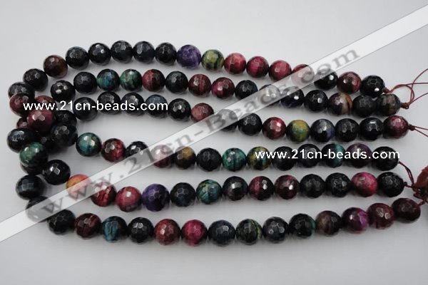 CTE582 15.5 inches 8mm faceted round colorful tiger eye beads