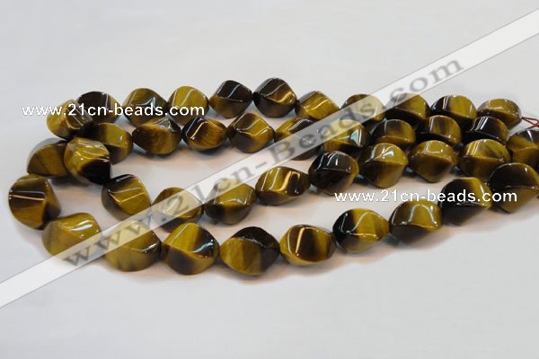 CTE620 15.5 inches 13*18mm twisted rice yellow tiger eye beads wholesale