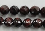 CTE704 15.5 inches 12mm faceted round red tiger eye beads