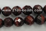 CTE705 15.5 inches 14mm faceted round red tiger eye beads