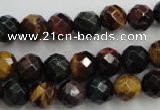 CTE713 15.5 inches 10mm faceted round mixed color tiger eye beads