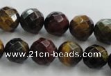 CTE714 15.5 inches 12mm faceted round mixed color tiger eye beads