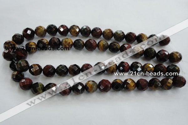 CTE714 15.5 inches 12mm faceted round mixed color tiger eye beads