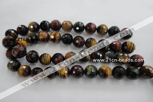 CTE717 15.5 inches 18mm faceted round mixed color tiger eye beads