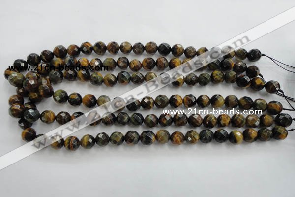 CTE721 15.5 inches 6mm faceted round yellow & blue tiger eye beads