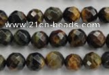 CTE722 15.5 inches 8mm faceted round yellow & blue tiger eye beads