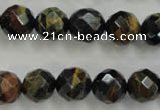 CTE724 15.5 inches 12mm faceted round yellow & blue tiger eye beads