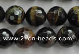 CTE726 15.5 inches 16mm faceted round yellow & blue tiger eye beads