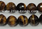 CTE756 15.5 inches 16mm faceted round yellow tiger eye beads wholesale